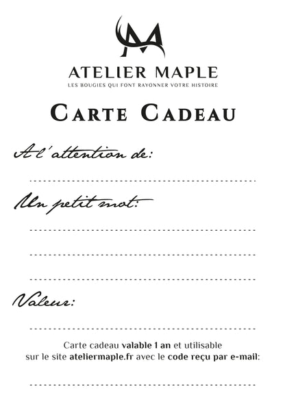 Carte cadeau Atelier Maple (numérique)